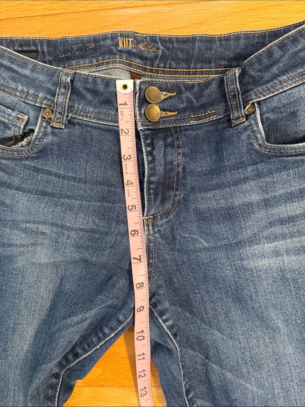 Kut from the Kloth Medium Blue Cropped Rolled Hem Jeans - Picture 3 of 10